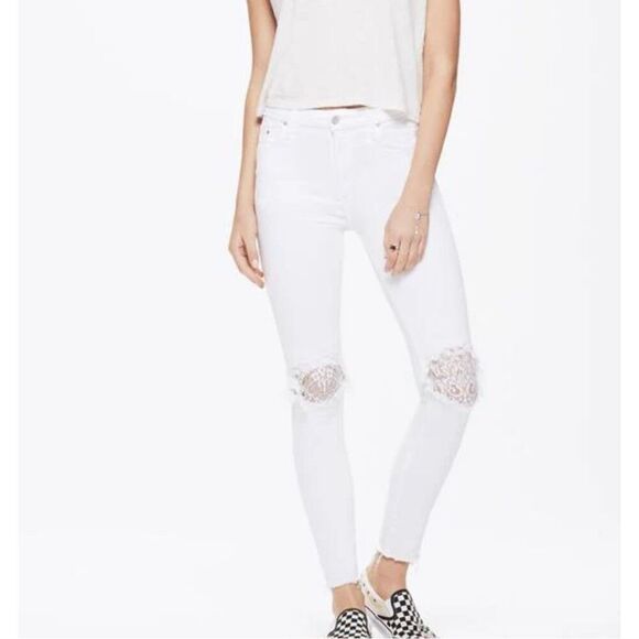 Mother High Waisted Looker Ankle Fray In Little Miss Lacey Skinny Jeans Size 26 - Picture 1 of 12